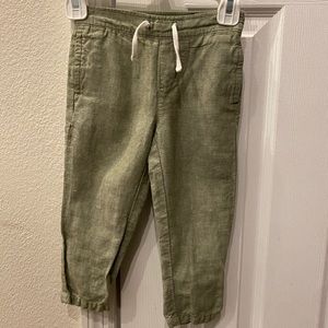 Janie & Jack Green linen pull-on pants size 2T